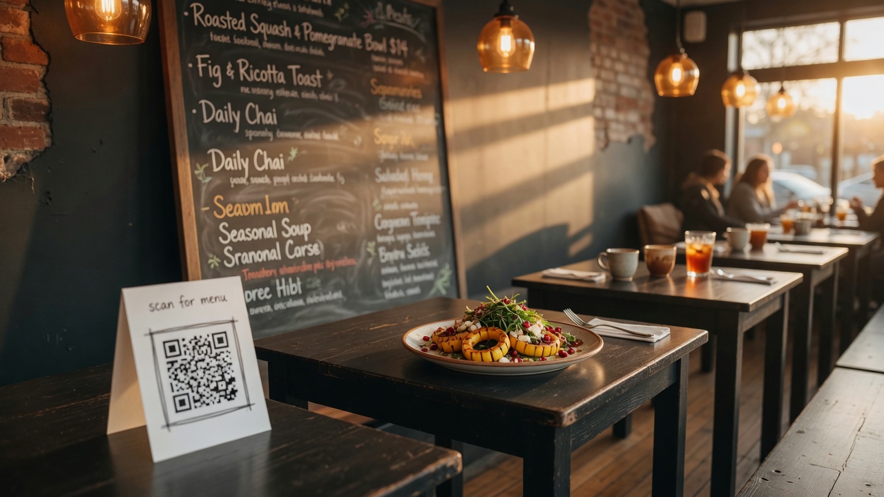 Warm neighborhood café interior